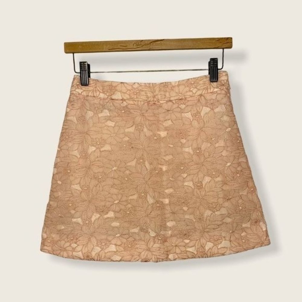 Topshop Floral Embroidered A Line Delicate Crocheted Lace Mini Skirt Small